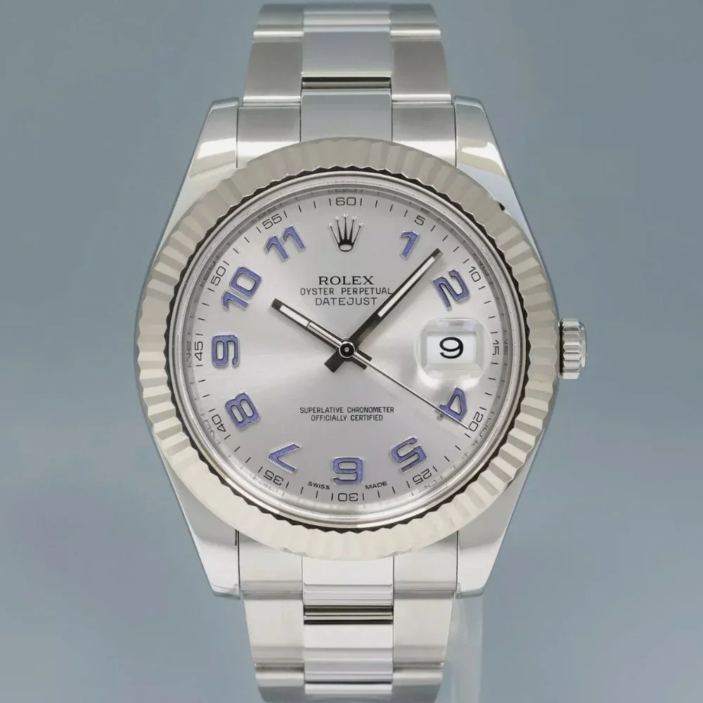 Rolex Men's 41mm Arabic Fluted Dial With Box and Hangtag